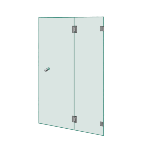Shower Screen | Frameless | Two Panel | Left Glass to Glass Hinged Door | SS1202