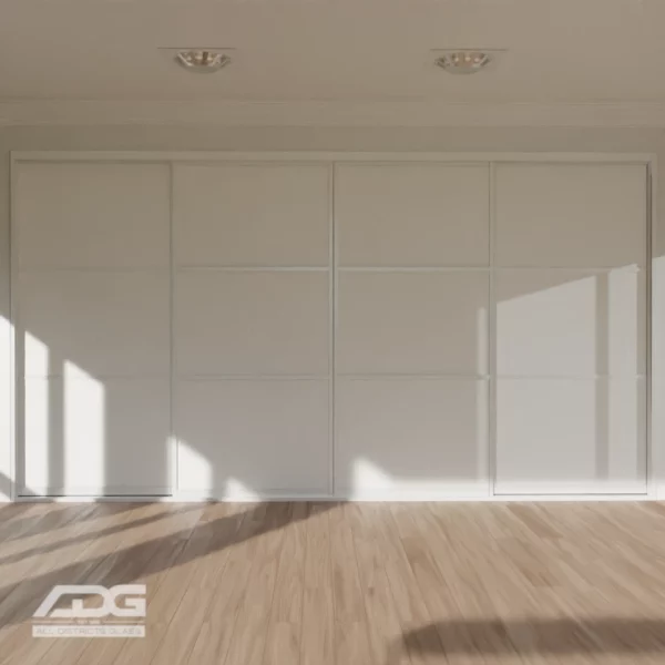 Axel Sliding Wardrobe Doors | Double Striped | White | Decorative Board WD41442
